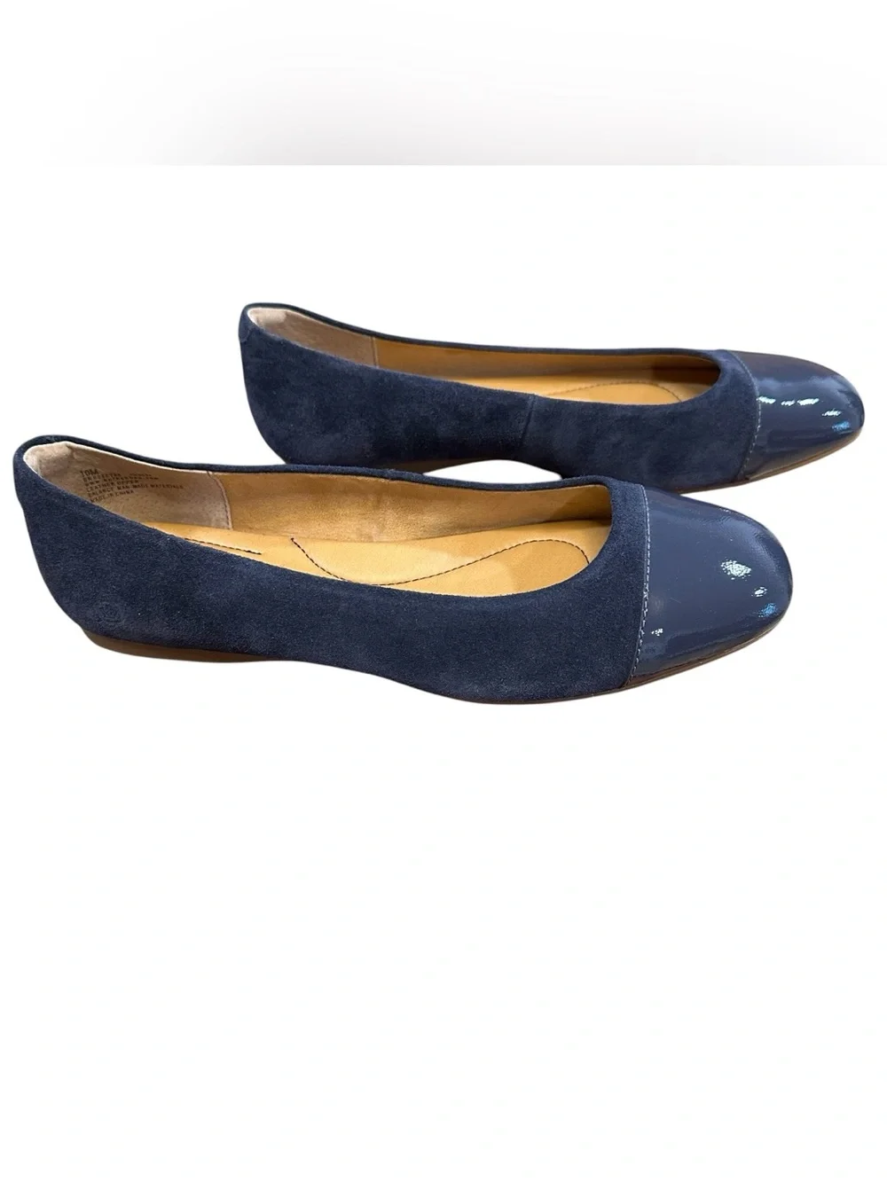 NWOB Born Batti Mixed Media Navy Cap-Toe Ballet Flats Women’s 10